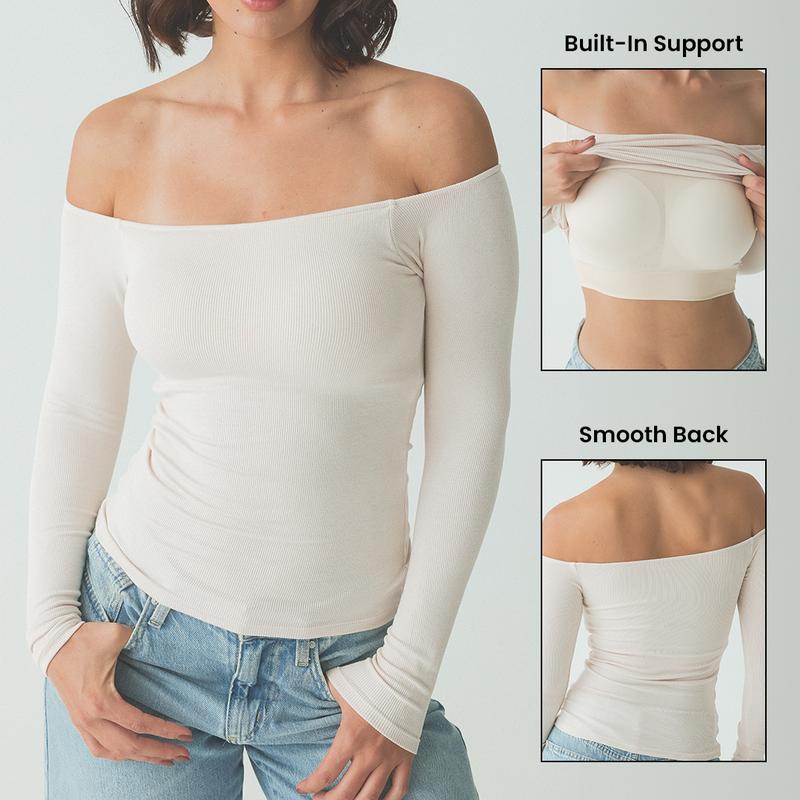 Ribbed Top Off Shoulder